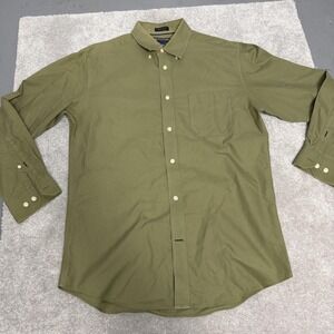 Stafford Shirt Mens Medium Green Cotton Oxford Long Sleeve Button Down Non Iron